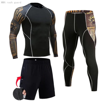 Men&#39;s Compression Sportswear Suits Gym Tights Training Clothes Workout Jogging Sports Set Running Rashguard Tracksuit For Men