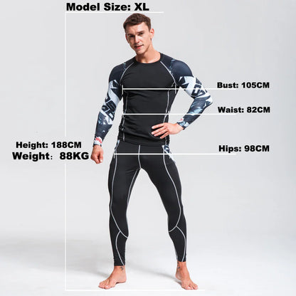 Men&#39;s Compression Sportswear Suits Gym Tights Training Clothes Workout Jogging Sports Set Running Rashguard Tracksuit For Men