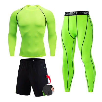 Men&#39;s Compression Sportswear Suits Gym Tights Training Clothes Workout Jogging Sports Set Running Rashguard Tracksuit For Men